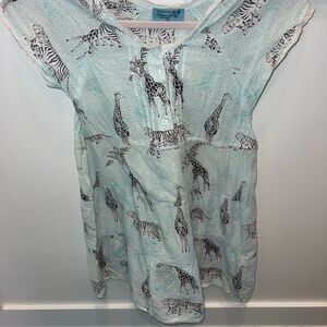 Letarte turquoise and white giraffe and lion motif adorable cover up